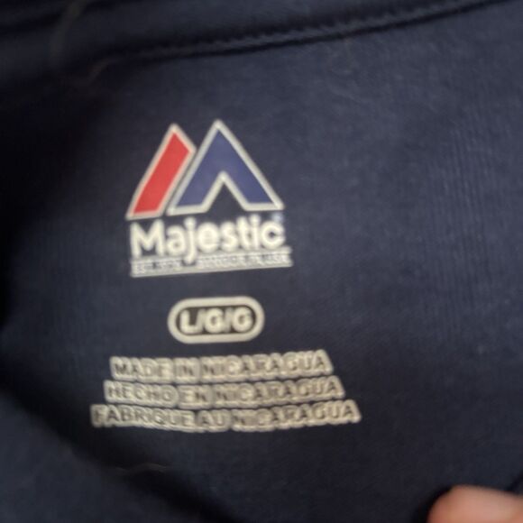 Derek Jeter NY Yankees Pinstripe Captain Majestic Men's Navy Jersey T Shirt SZ L - Picture 4 of 8